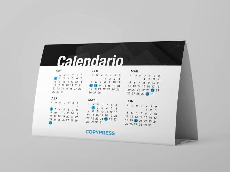 Calendario de Escritorio. Carpita 21 x 10 cm. - 1 Pliego